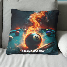 Load image into Gallery viewer, Personalized Fire 8 Ball Billiard 3D Pillow Custom Throw Pillow Billiard VHM0893