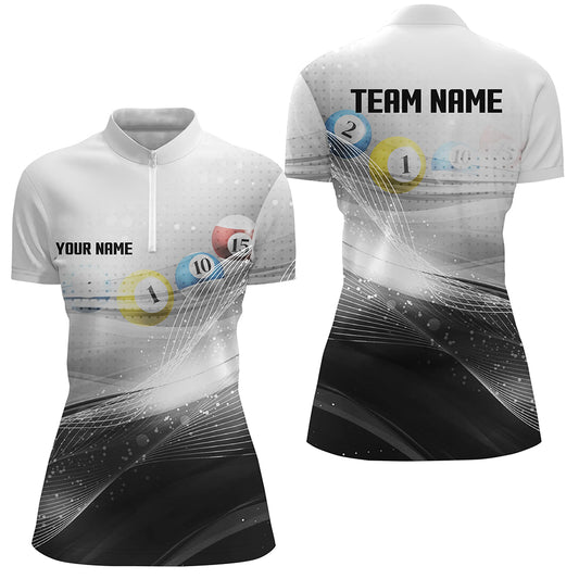 Personalized Black White Billiards Shirts For Women Billiards Team Shirts Custom Billiard Jerseys VHM1200