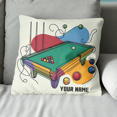 Personalized Continuous Line Table Billiards Pillow Custom Throw Pillows VHM0899