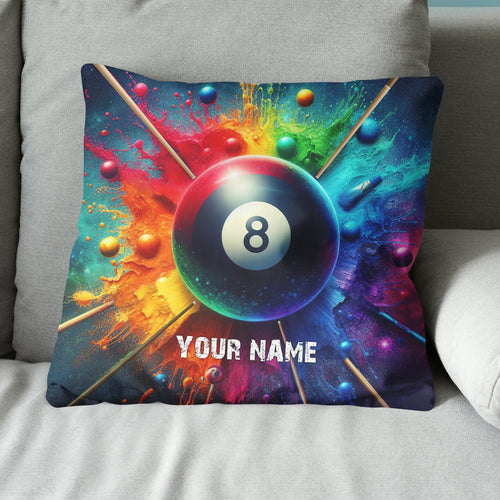 Personalized Colorful Painted 8 Ball Billiard 3D Pillow, Billiards Gifts VHM0901