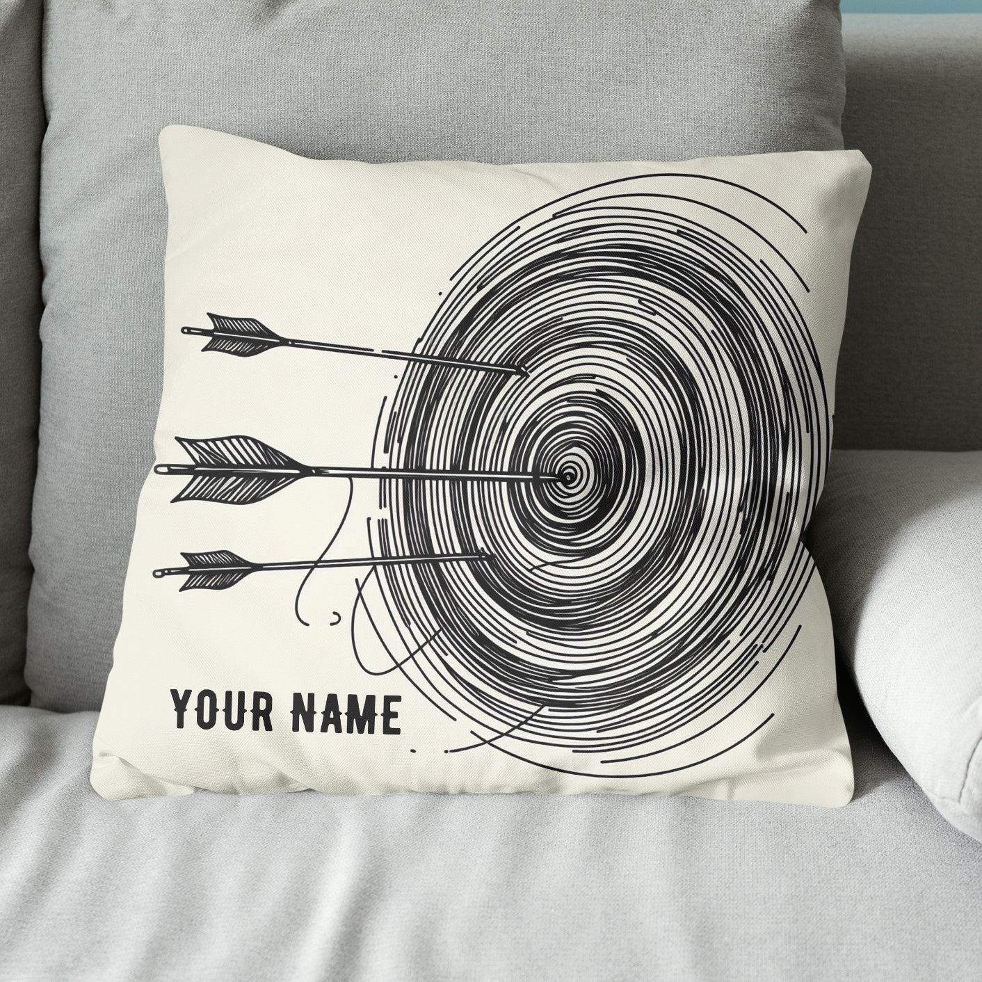 Personalized Continuous Line Target Archery Pillow, Archery Gifts Ideas VHM0905