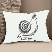 Load image into Gallery viewer, Personalized Target Bow Arrow Archery Line Drawing Pillow, Archery Gifts VHM0913