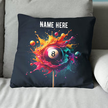 Load image into Gallery viewer, Personalized Colorful Paint Splash 8 Ball Billiard Pillow, Billiard Gift VHM0914