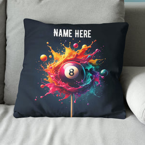 Personalized Colorful Paint Splash 8 Ball Billiard Pillow, Billiard Gift VHM0914