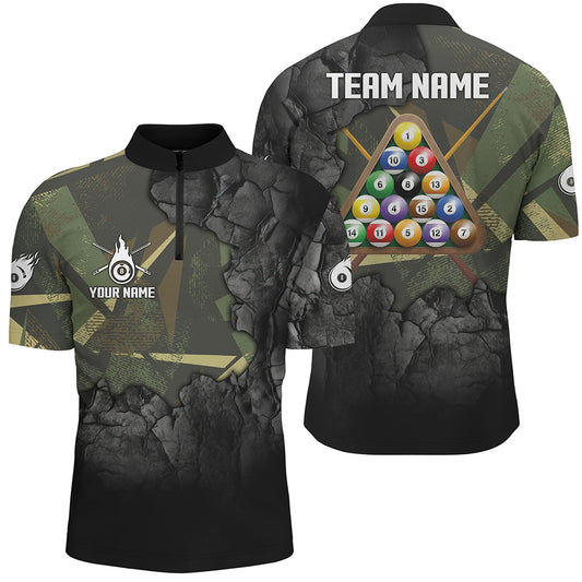 Personalized Fire 8 Ball Pool 3D Quarter-Zip Shirts For Men, 8 Ball Billiard Balls Team Shirts VHM0776