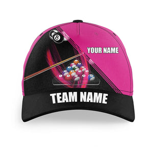 Personalized Pink Billiard Balls Hats For Pool Player, Top Hat Billiards Custom Billiard Gift Ideas VHM1106