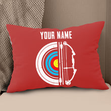 Load image into Gallery viewer, Personalized Red Target Archery Pillows, Custom Gifts For Archery Lovers VHM0829
