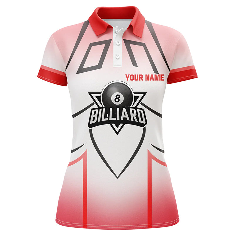 Personalized Red 8 Ball Billiard Heart 3D Polo Shirts For Women, Custom Billiards Valentine Gifts VHM0965