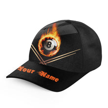 Load image into Gallery viewer, Personalized Flame 8 Ball Billiards Hat For Pool Players Top Hat Billiards Custom Billiard Gilf Ideas VHM1121