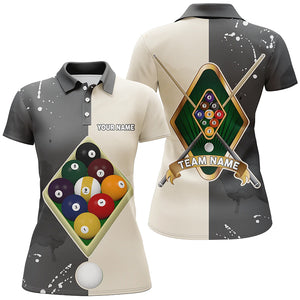 Personalized 9 Ball Pool Billiard Balls Polo Shirts For Women, Custom 9 Ball Billiards Jerseys VHM0544