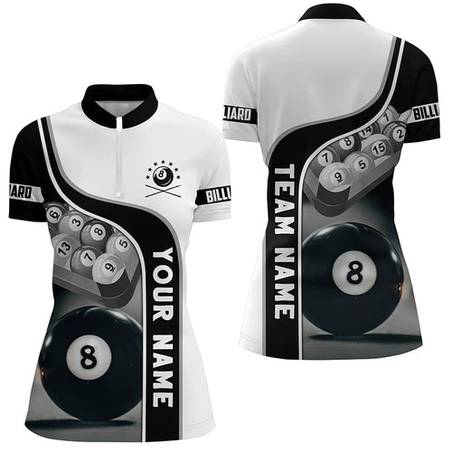 Personalized 8 Ball Pool Billiard Balls 3D Quarter-Zip Shirts For Women, Custom Billiard Team Shirts VHM0721