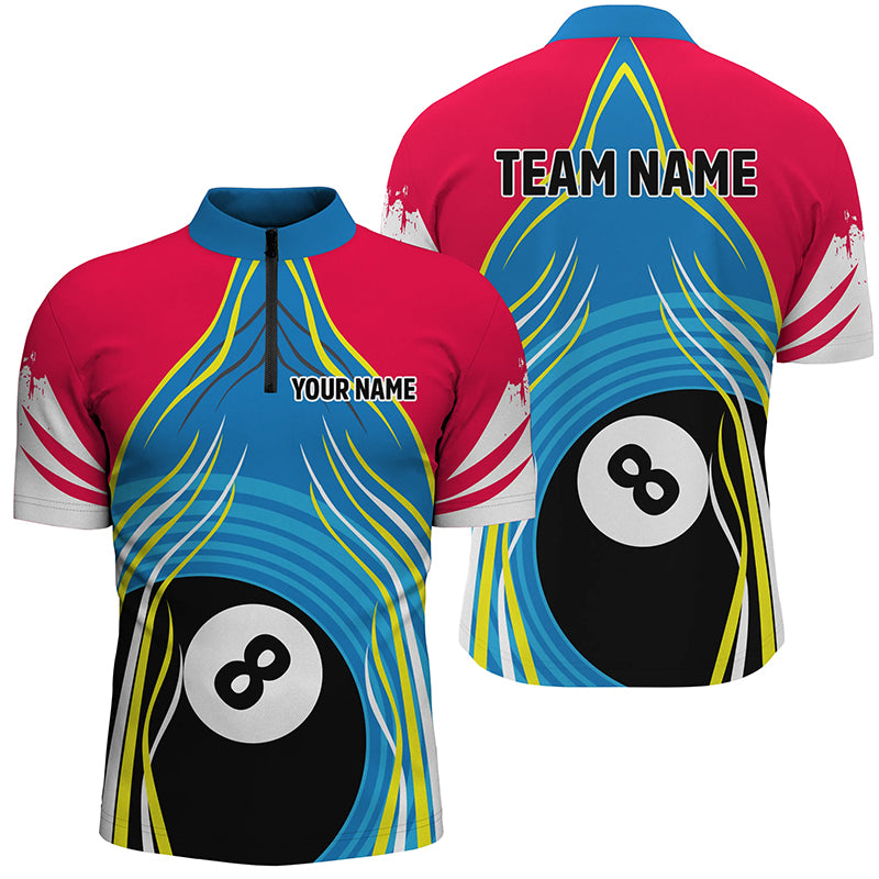 Personalized 8 Ball Pool Quarter-Zip Shirts For Men, Billiard Shirts Custom Billiard Team Jerseys VHM1128
