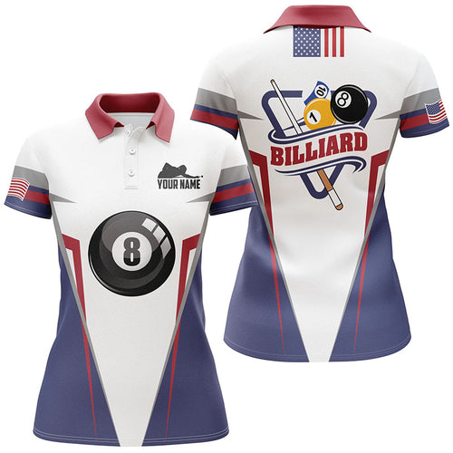 Billiard 8 Ball Pool Player Custom Billiard Polo Shirt For Women, Personalized Billiard Pool Jerseys VHM0025