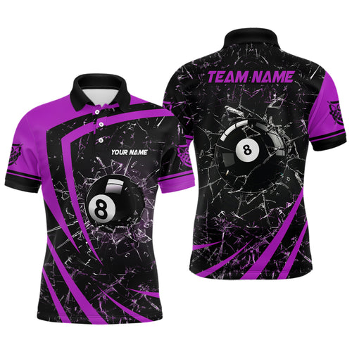 Personalized Purple Glass Break 8 Ball Billiard 3D Polo Shirts For Men, Custom 8 Ball Pool Jerseys VHM1156