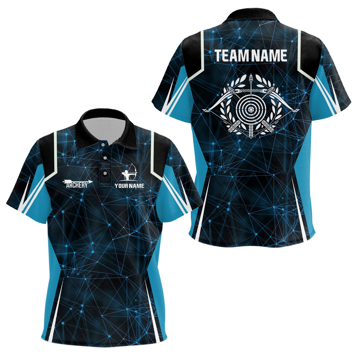 Personalized Blue 3D Target Archery Polo Shirts For Kids, Custom Bow And Arrow Archery Shirts VHM0790