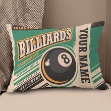 Load image into Gallery viewer, Personalized Retro Billiard Tournament Throw Pillow Gift For Pool Player VHM0840