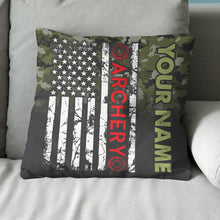 Load image into Gallery viewer, Personalized Green Camouflage US Flag Archery Pillows Best Archery Gifts VHM0849