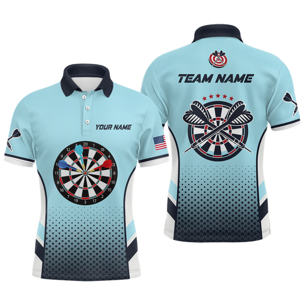 Personalized Blue American Flag Darts Polo Shirts Custom Dart Shirts For Men Dart Team Jerseys VHM1110