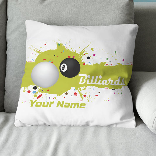 Personalized Green Splash 8 Ball Billiard Pillow Custom Billiards Gifts VHM0850