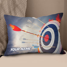 Load image into Gallery viewer, Personalized Flaming Arrow Archery Pillow Custom Pillow Top Archery Gift VHM0859