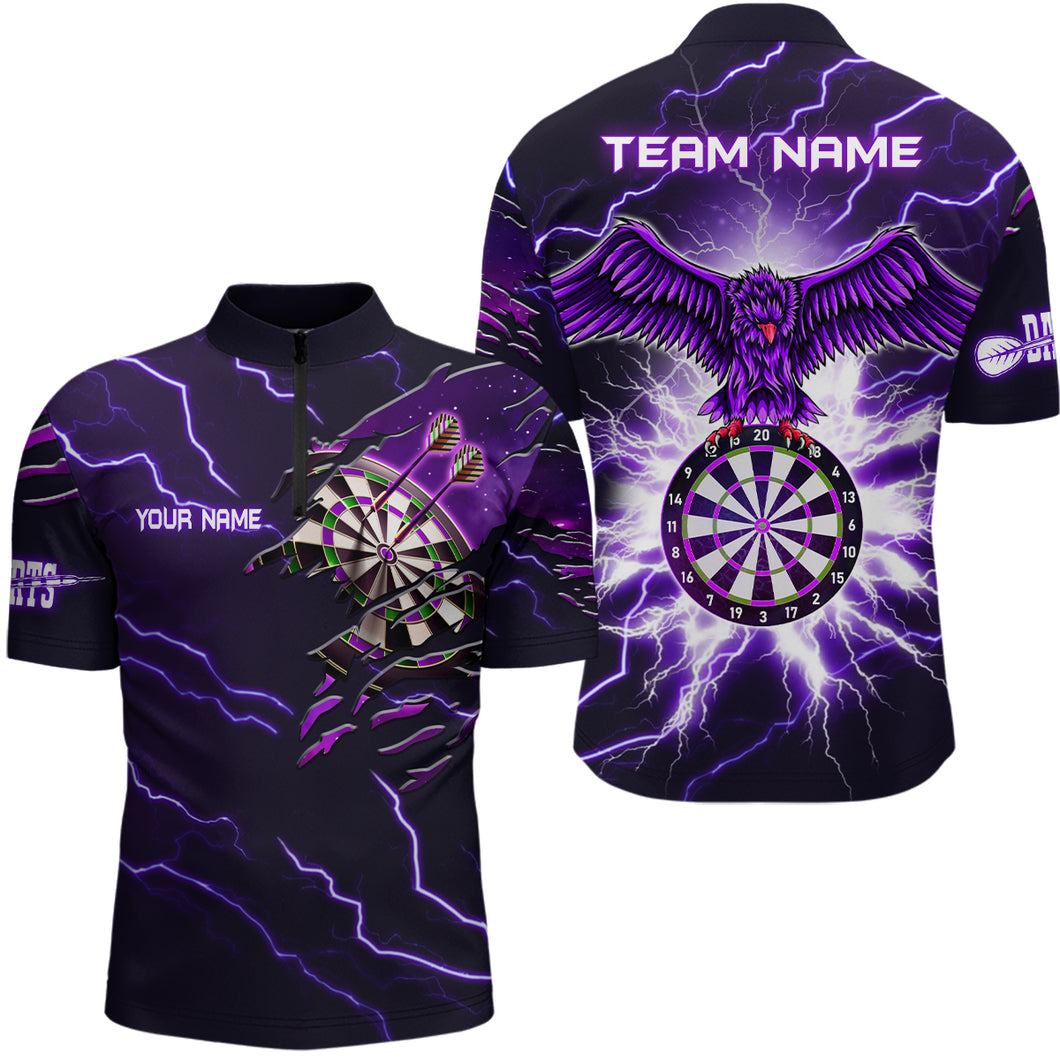 Personalized Thunder Purple Eagle Dart Quarter-Zip For Men Shirts Custom Mens Dart Team Shirts VHM1120