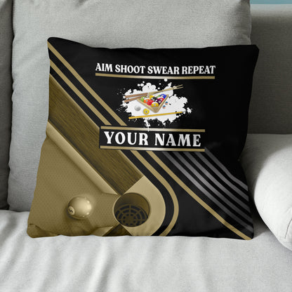 Billiard Aim Shoot Swear Repeat Pillow Custom Gifts For Billiard Players VHM0878