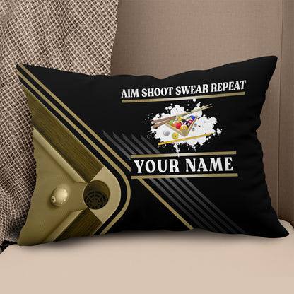 Billiard Aim Shoot Swear Repeat Pillow Custom Gifts For Billiard Players VHM0878