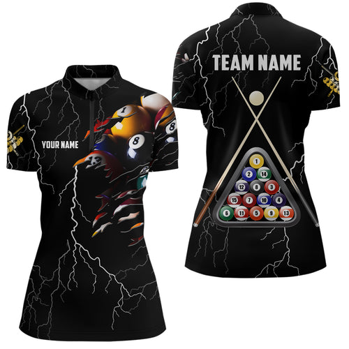 Personalized Thunder Billiard Ball 3D Quarter-Zip Shirts For Women Custom Billiard Pool Balls Jerseys VHM0722