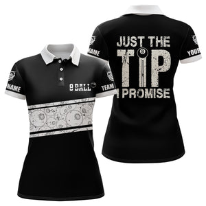 Personalized Just The Tip I Promise 8 Ball Pool White Black Billiard 3D Polo Shirts For Women VHM0547