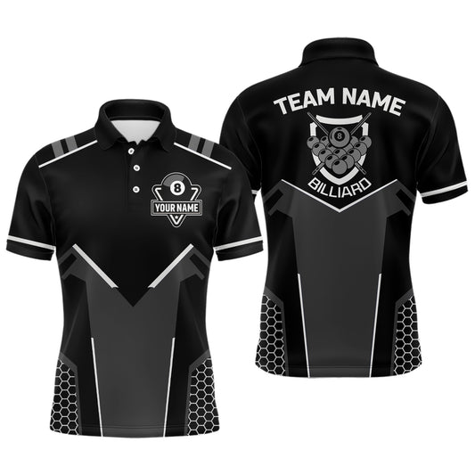 Personalized Style Black White 8 Ball Billiard 3D Polo Shirts For Men, 8 Ball Pool Team Jerseys VHM1055