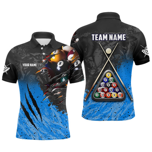 Personalized Blue Black 8 Ball Billiards 3D Shirts For Men Custom Pool Billiards Team Jerseys VHM1186