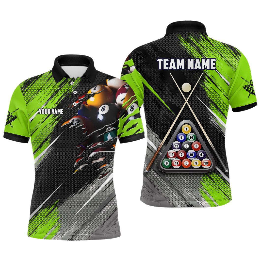Personalized Green Black Billiard Balls 3D Shirts For Men Custom 8 Ball Pool Billiards Team Jerseys VHM1187