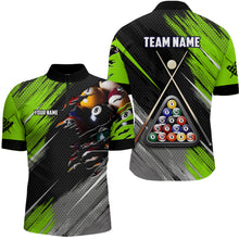 Load image into Gallery viewer, Personalized Green Black Billiard Balls 3D Shirts For Men Custom 8 Ball Pool Billiards Team Jerseys VHM1187