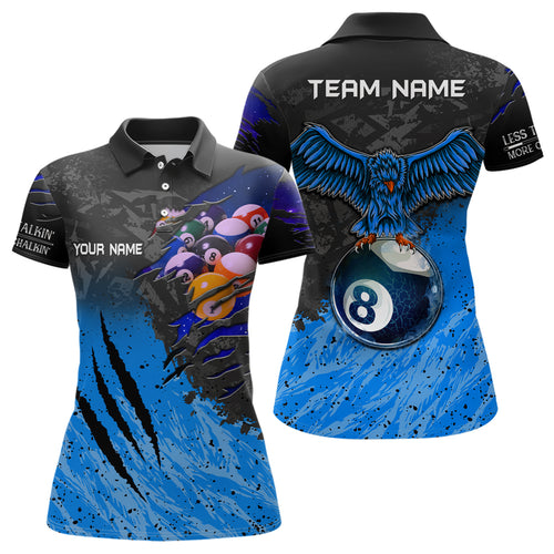 Personalized Blue Eagle 8 Ball Billiards 3D Shirts For Women Custom Pool Billiards Team Jerseys VHM1190