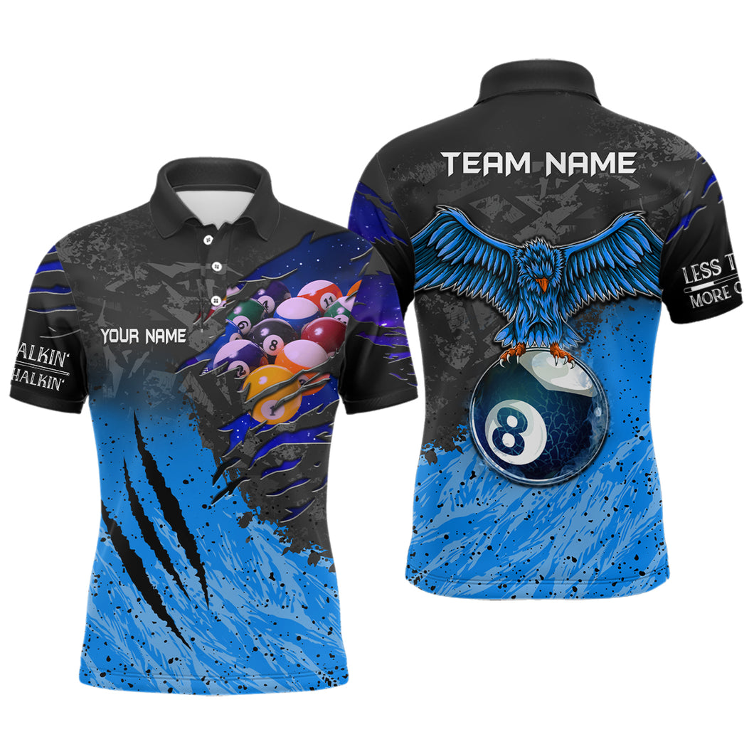 Personalized Blue Eagle 8 Ball Billiards 3D Shirts For Men Custom Pool Billiards Team Jerseys VHM1190