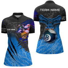 Load image into Gallery viewer, Personalized Blue Eagle 8 Ball Billiards 3D Shirts For Women Custom Pool Billiards Team Jerseys VHM1190