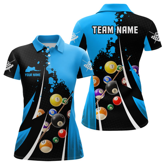 Personalized Billiard Balls 3D Print Black Blue Billiard Player Polo Shirts For Women VHM0129