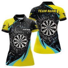 Load image into Gallery viewer, Personalized Yellow Blue Glass Break Dart Shirts Custom Dart Jerseys For Women Dart Team Shirts VHM1192