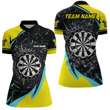 Load image into Gallery viewer, Personalized Yellow Blue Glass Break Dart Shirts Custom Dart Jerseys For Women Dart Team Shirts VHM1192