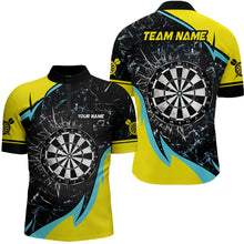 Load image into Gallery viewer, Personalized Yellow Blue Glass Break Dart Shirts Custom Dart Jerseys For Men Dart Team Shirts VHM1192