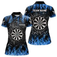 Load image into Gallery viewer, Personalized Blue Fire Glass Break Dart Shirts Custom Dart Jerseys For Women Dart Team Shirts VHM1193