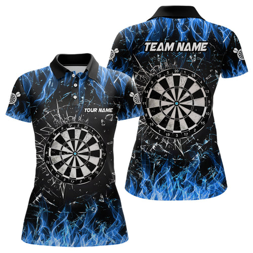 Personalized Blue Fire Glass Break Dart Shirts Custom Dart Jerseys For Women Dart Team Shirts VHM1193
