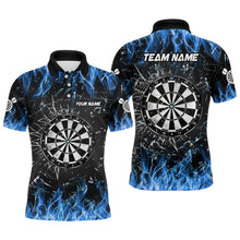 Load image into Gallery viewer, Personalized Blue Fire Glass Break Dart Shirts Custom Dart Jerseys For Men Dart Team Shirts VHM1193