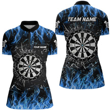 Load image into Gallery viewer, Personalized Blue Fire Glass Break Dart Shirts Custom Dart Jerseys For Women Dart Team Shirts VHM1193