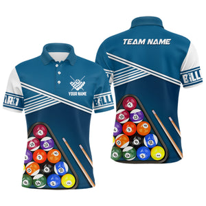 Personalized Name Billiard 3D Polo Shirts For Men, Custom 8 Ball Billiard Balls Jerseys VHM0153