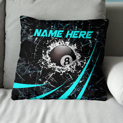 Personalized Blue Glass Break 8 Ball Billiard 3D Pillow, Billiards Gifts VHM0921