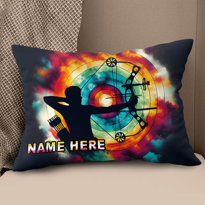 Personalized Archery Colorful Tie Dye Throw Pillow Custom Archery Gifts VHM0924