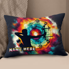 Load image into Gallery viewer, Personalized Archery Colorful Tie Dye Throw Pillow Custom Archery Gifts VHM0924