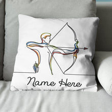 Load image into Gallery viewer, Custom Colorful Continuous Line Archer Archery Pillow Archery Gift Ideas VHM0916