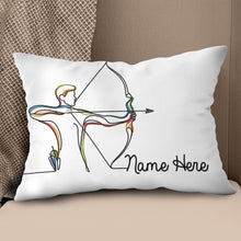 Load image into Gallery viewer, Custom Colorful Continuous Line Archer Archery Pillow Archery Gift Ideas VHM0916